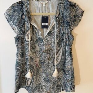 Lucky Brand Blue Paisley Blouse, NWT